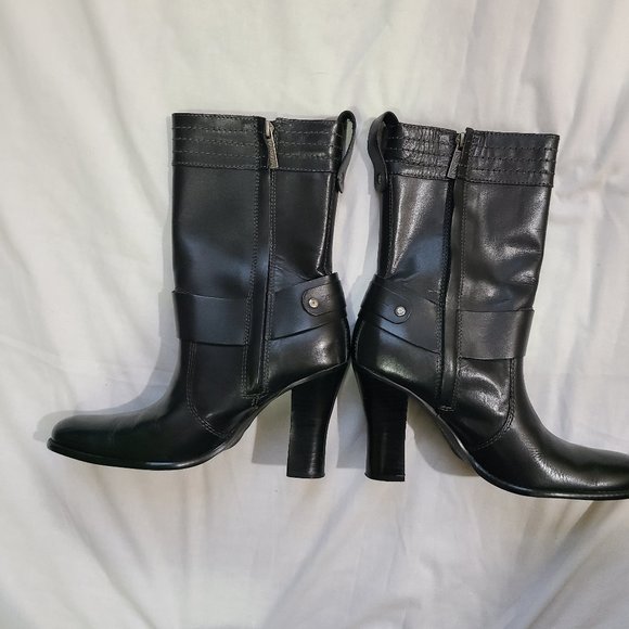 Harley Davidson Black Motorcycle Boots with Side Zip & 4" High Heel - Size 7 - Picture 2 of 15